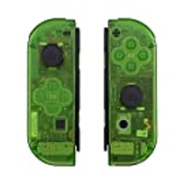 eXtremeRate Transparent Clear Green Joycon Handheld Controller Housing with Full Set Buttons, DIY Replacement Shell Case for Nintendo Switch & Switch OLED Model Joy-Con – Console Shell NOT Included