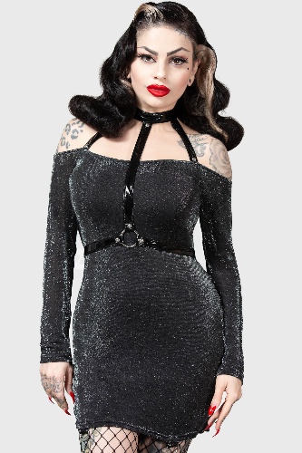 Valak Bodycon Dress | XS / Black / 88% Polyamde, 12% Metalized