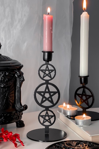 Pentagram Candlestick [MEDIUM] | One Size / Black / 100% Metal
