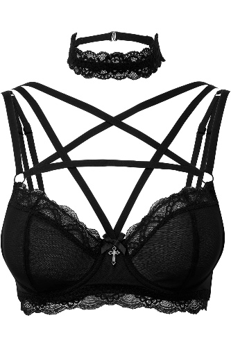 She Bites Lace Bra [B] | S / Black / 90% Nylon 10% Elastane