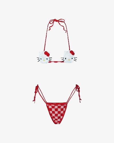 Hello Kitty Crochet Bikini : Women Swimwear Fuchsia | GCDS