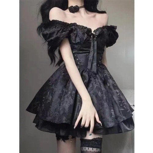 'Comeback' Black Gothic Grunge Mini Dress - Black / M / China