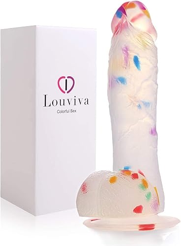 Louviva Dildo Realistic Clear Silicone Suction Cup Women Sex Toy, Adults Sex Toy for Women/Men/Gay (Colorful, 7.6 Inch)