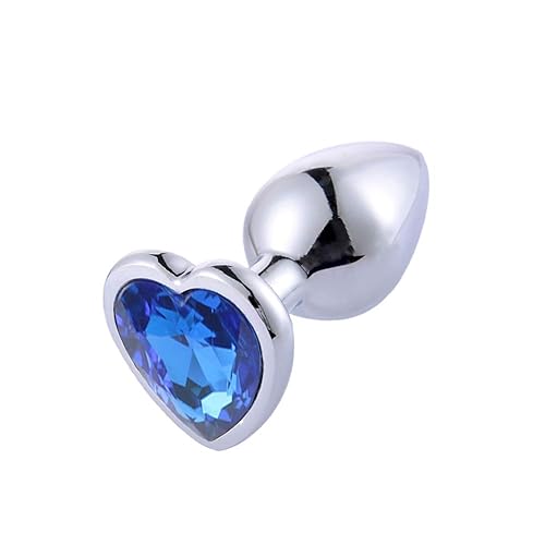 Rustless Metal Anal Butt Plugs Blue Jewelry Heart Shaped Anal Trainer Sex Toys Unisex Valentine 's/Birthday Gift for Lover Romi (Small Plug) - Small Silver