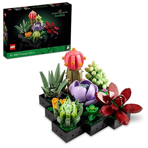 LEGO Icons Succulents Artificial Plant Set for Adults, Home Decor, Birthday, Creative Housewarming Gifts, Botanical Collection, Flower Bouquet Kit, 10309 - Multicolor