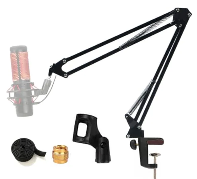 Tentucro Professional Microphone Stand Adjustable Suspension Boom Scissor Arm Studio Desktop Mic Clip Mount Holder for Blue Yeti, Snowball and Other Microphones