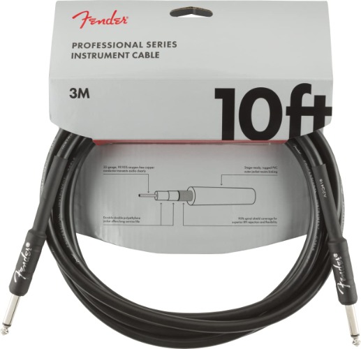 Fender 990820025 Professional Series Instrument Cable - 10 ft - STR/ANG - black, 3 metre - Black Tweed - 3M/10FT - Angle