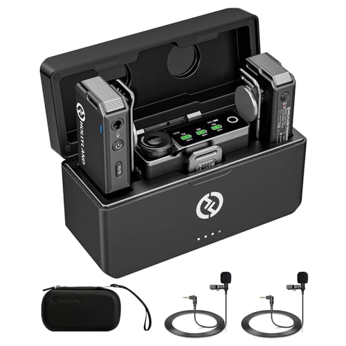 Hollyland Lark Max Wireless Microphone System with 2 Lavalier Mics and Charge Case, Professional ENC, Studio Quality Audio, Internal Recording, Compatible with DSLR Camera, iPhone, Android, PC, Black - 2TX+1RX+2Lav Mic - Black