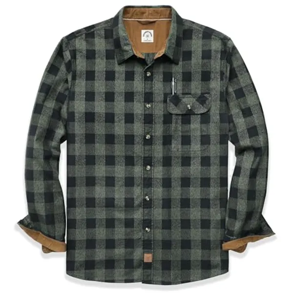 Dubinik® Mens Flannel Shirts Long Sleeve Flannel Shirt for Men Casual Button Down Brushed 100% Cotton Shirt