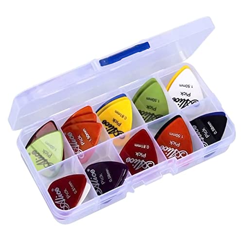 Guitar Picks, 60 Pcs Guitar Plectrums for Your Electric Acoustic or Bass Guitar Plectrum Pick Including 0.58mm 0.71mm 0.81mm 0.96mm 1.2mm 1.5mm - 60 Pcs