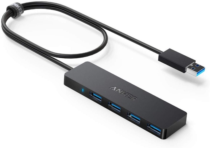 Anker 4-Port USB 3.0 Hub, Ultra-Slim Data USB Hub with 2 ft Extended Cable [Charging Not Supported], for MacBook, Mac Pro, Mac mini, iMac, Surface Pro, XPS, PC, Flash Drive, Mobile HDD - 