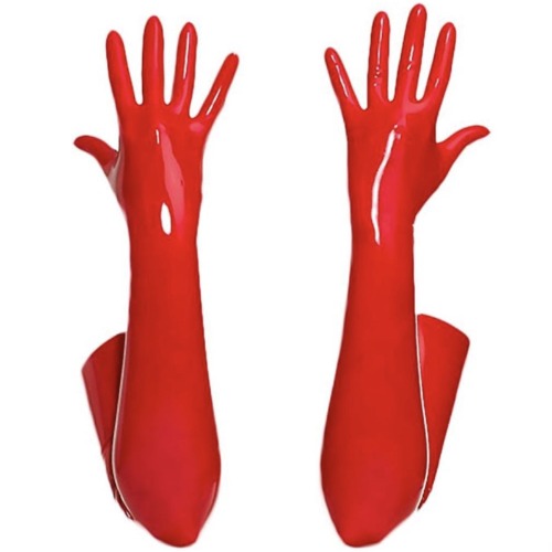 Amorino Women's Seductive Latex Elbow Gloves - Red / M
