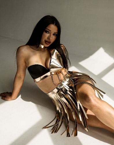 Golden Body Dress: Mirror-Finished Elegance for Performances & Festivals - Silver / M-L