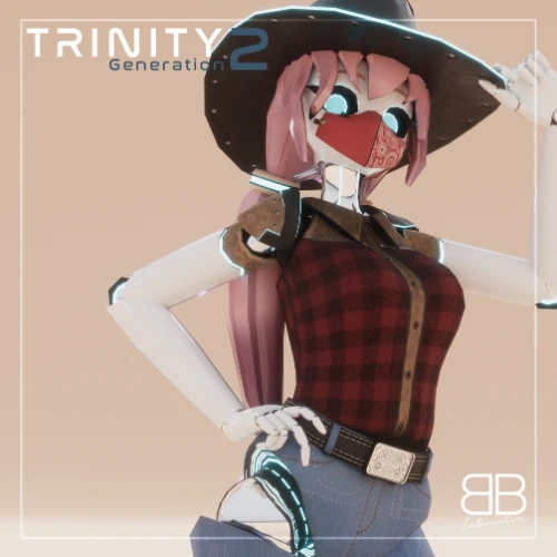 [Original 3D Model] TRINITY TR-23 Neko Robot CowGirl VRChat Avatar