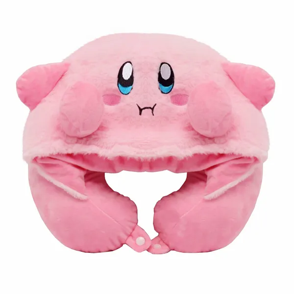 JoeRita Pink Neck Pillow U Shaped Travel Pillow Lovely Stuffed Plush Cushion Headrest with Hat for Sleeping Travelling (B)