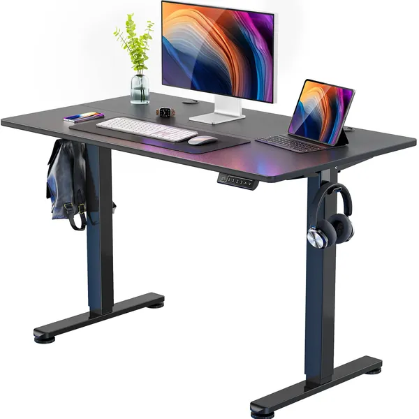 ErGear Height Adjustable Electric Standing Desk, 48 x 24 Inches Sit Stand up Desk, Memory Computer Home Office Desk (Black) - 48*24 Inch Black