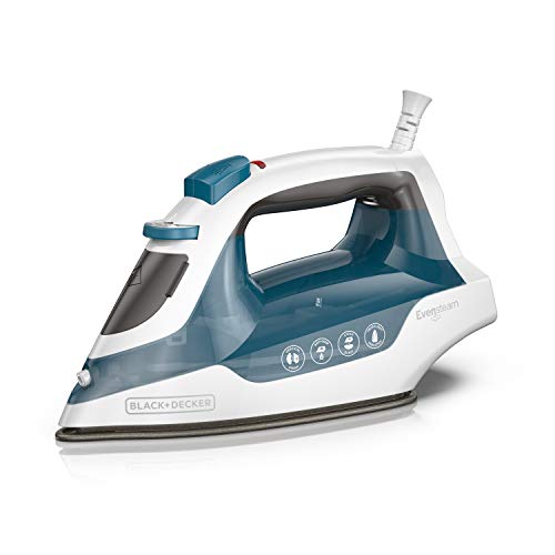 Black+Decker IR06VC Black+Decker Easy Steam Compact Iron, Professional EvenSteam Non-Stick Soleplate, Blue/White, IR06VC, Blue - Steam Compact Iron