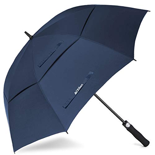 ACEIken Golf Umbrella Large 58/62/68 Inch Automatic Open Golf Umbrella Extra Large Oversize Double Canopy Vented Umbrella Windproof Waterproof for Men and Women - Blue - 62 inch