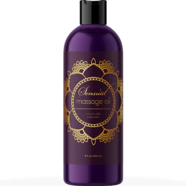 Aromatherapy Sensual Massage Oil for Couples - High Absorption Lavender Massage Oil for Massage Therapy and Relaxing Massage Oil with Sweet Almond Oil for Dry Skin - Natural Body Oil Moisturizer