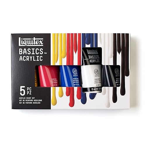 Liquitex BASICS Acrylic Paint Set, 5 x 75ml (2.4-oz) Tube Paint Set,2.5 Fl Oz (Pack of 5) - 5 x 75ml (2.4-oz) - Paint Set