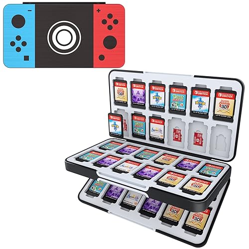 HEIYING Game Card Case for Nintendo Switch & Switch OLED,Customized Pattern Portable Travel Carry Case with 48 Game Card Slots and 24 Micro SD Cards Slots - Classic Buttons