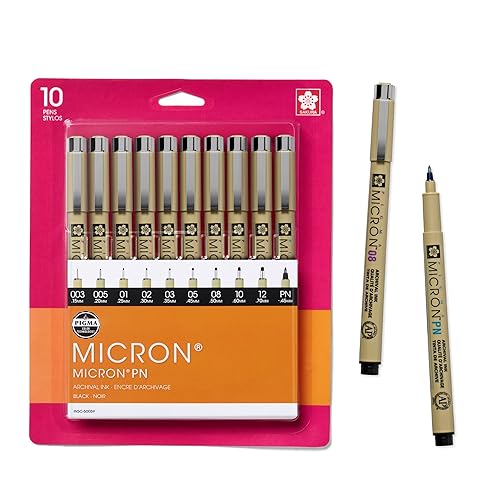 SAKURA Pigma Micron Fineliner Pens - Archival Black Ink Pens - Pens for Writing, Drawing, or Journaling - Assorted Point Sizes - 10 Pack - Black - 10 Count (Pack of 1) - Ink Pen Set
