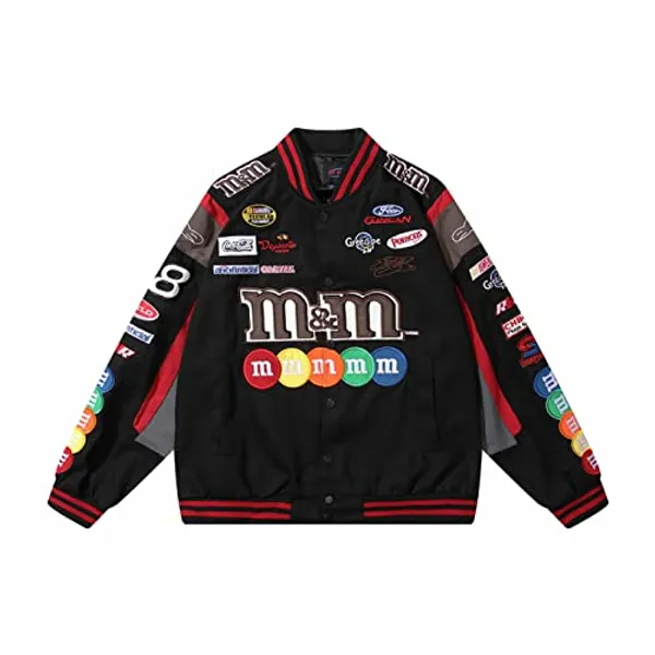 KAYIN Mens Embroidery Jacket Patchwork Baseball Jackets Varsity Retro Casual Sweatshirt Unisex Sport Streetwear Coats Tops