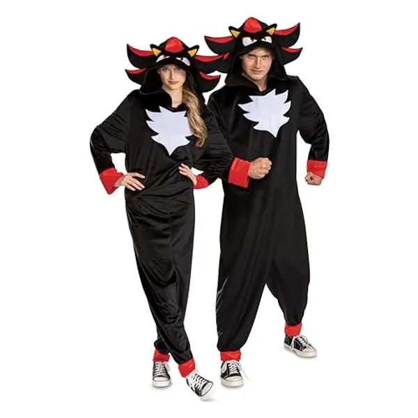 Disguise Adult Sonic Shadow Adult Costume, Official Sonic Movie 3 Hooded Jumpsuit for Men and Women - Adult L/XL - Shadow Movie Adult - Unisex