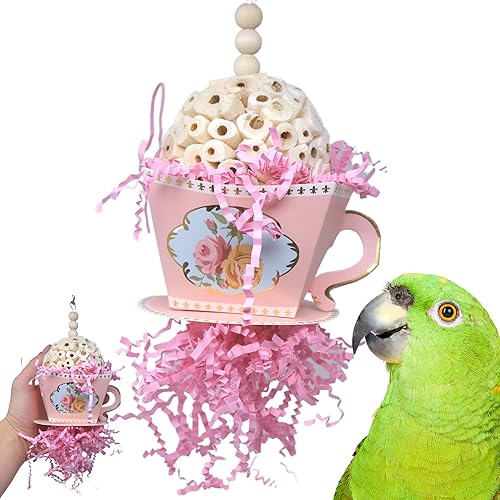 Bonka Bird Toys 2441 Pink Sola Teacup 8" High by 4" Wide Medium Parrot Chew Cage Toy, Conures, Ringneck, Quakers, and Similar - Pink