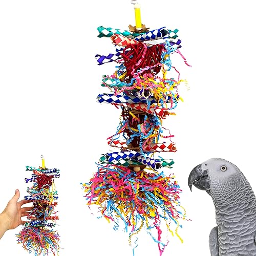 Bonka Bird Toys 1042 Duo Foraging Heart Vine Shredding Foraging Natural Parrot Quaker Conure Budgie - Double Heart - Rainbow