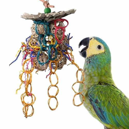 Super Bird Creations SB535 Mexican Hat Dance Bird Toy - Enriching Bird Toy for Medium Bird Size - Ringnecks Medium Conures Quakers Caiques - Stimulating and Colorful Chew Bird Toy - 10" x 5.5"
