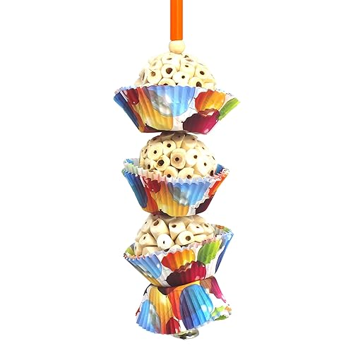 Bonka Bird Toys 1931 Sola Three Cake Colorful Shredding Foraging Treat Natural Sola Conures Cockatiels Parakeets and Other Similar Birds - Triple Cake