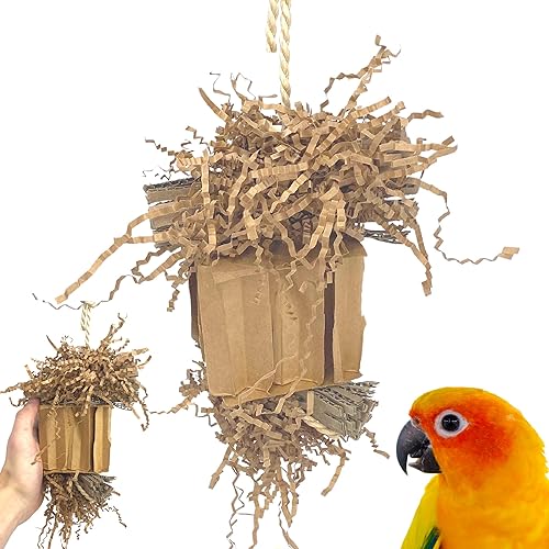 Bonka Bird Toys 3857 Medium Shreddy Eddy Foraging Shred Small Medium Bird Toy Cardboard Waffle Crinkly Paper Conures Parakeets African Greys and Other Similar Birds - Medium Shreddy Eddy