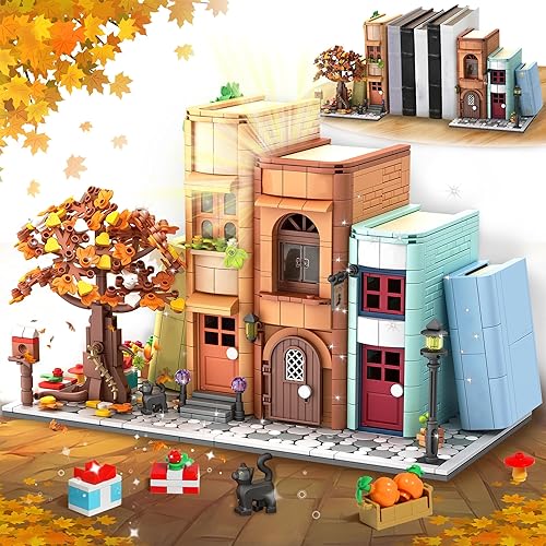 Bookends Building Set for Adult, for BookNook Building Home Bookshelf Insert Decoration, Bookcase Miniature House Model Building for Adults and Girl 12+, 1488pcs