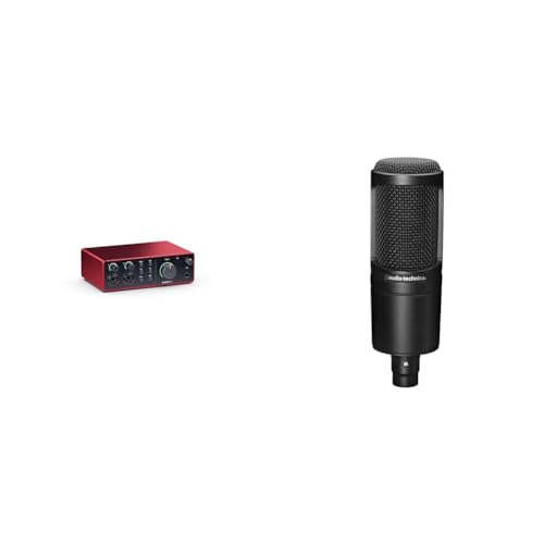Focusrite Scarlett 4i4 4th Gen USB Audio Interface & Audio-Technica AT2020 Cardioid Condenser Studio XLR Microphone, Ideal for Project/Home Studio Applications,Black - Scarlett 2i2 + Mic - 4th Gen + Microphone
