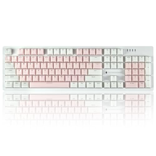 COTAIWA Crystal Keycaps,Ice Crystal Keycap，ABS Jelly Key caps Set for 61 68 104 Mechanical Gaming Keyboard Cherry Profile English Layout(Pink with White) - Pink with White