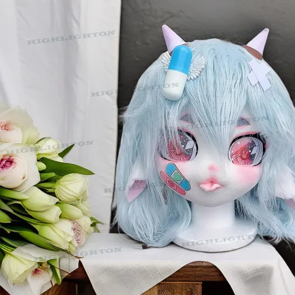 Lamb Kig Fursiut Head Cover, Furry Cosplay Head Cover, Kig Kemono Head Cover, Fursona, Cosplay Costume, Kig Fursuit Furry Head Decor