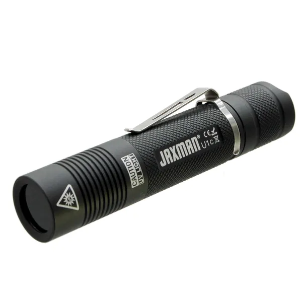 JAXMAN U1C UV Ultraviolet Light, Nichia Chemicals 6W Ultraviolet 365nm UV LED Flashlight, 18650 Battery, Wide/Flat Beam UV Light, For Resin, Black Light (Batteries Not Included)