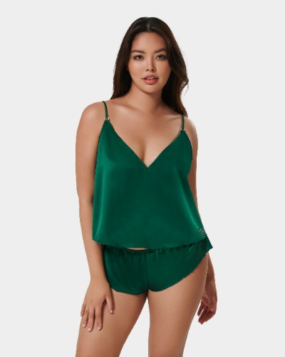 Faye Luxury Satin Cami and Short Set Aventurine Green | Green / 36