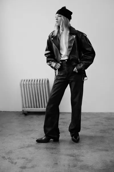 FAUX LEATHER CROP BIKER JACKET