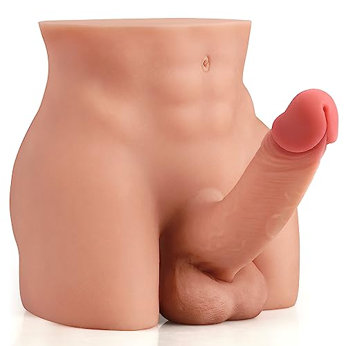 Alisban Realistic Male Sex Doll with Black Dildo for Women,7.4LB Premium Torso Sex Doll for Men with Tight Anal Hole, Unisex Masturbator Sex Toys for Men Gay Couples (Brown Sex Doll) - Brown Sex Doll