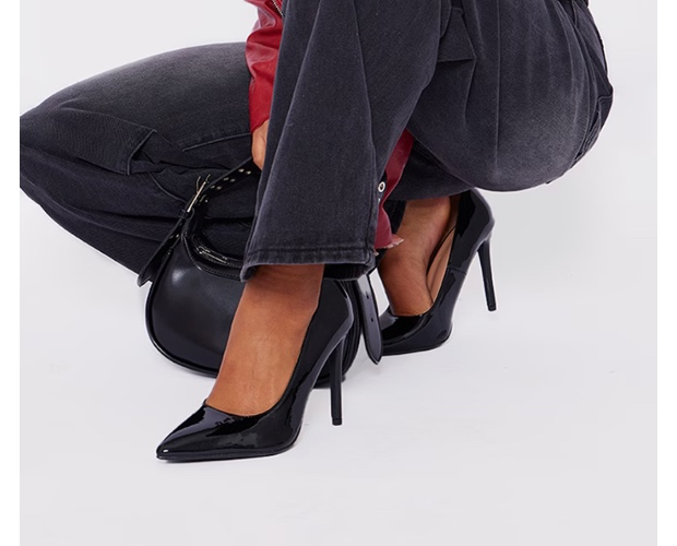 Black Patent Court Heels