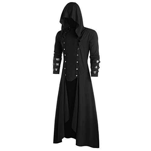 Cappotto Steampunk vintage per uomo Steampunk Vintage vittoriano Frock Coat Costume Halloween Party Cosplay Uniforme Casual Bomber Jacket Halloween Costume Coat Vintage Casual Camicie Cardigan Top - 3XL - Nero