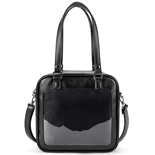 STEAMEDBUN Ita Bag Double Window Candy PU Leather Backpack Kawaii Pins Bag with insert - Black-new