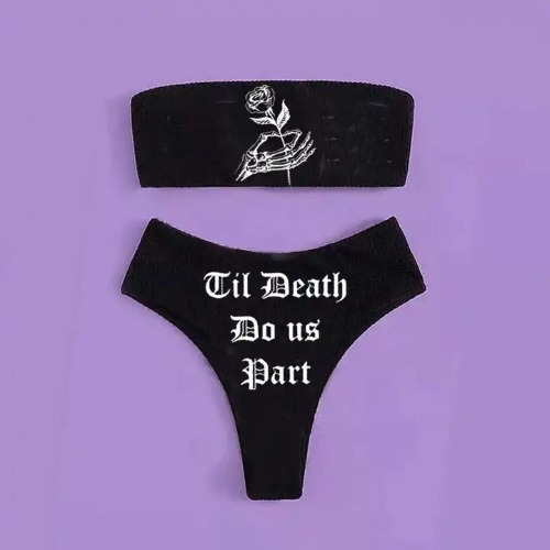 Gothic Punk Bikini in Sexy Style - Til death do us apart / L