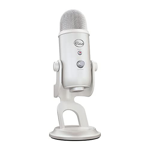 Logitech for Creators, Blue Yeti Premium USB Gaming Mic per lo streaming su PC e Mac, edizione speciale, effetti VOICE blu, temi esclusivi Streamlabs, 4 modelli di pick-up, Plug & Play, Bianco