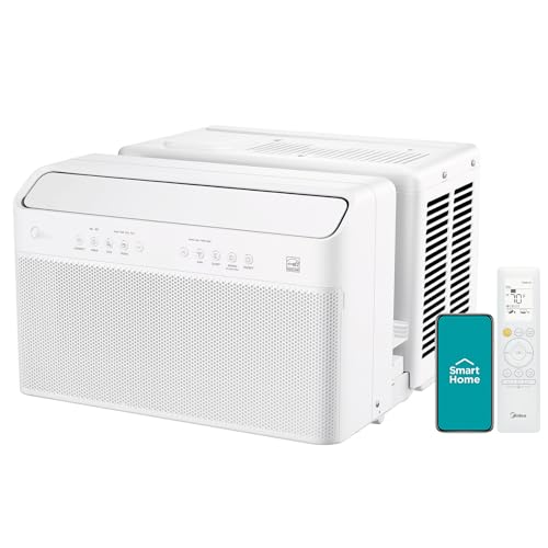 Midea 8,000 BTU U-Shaped Smart Inverter Air Conditioner –Cools up to 350 Sq. Ft., Ultra Quiet with Open Window Flexibility, Works with Alexa/Google Assistant, 35% Energy Savings, Remote Control - 8000 BTU