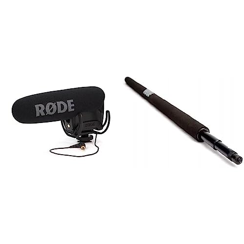 Rode VideoMic Pro R Camera-Mount Shotgun Microphone & Micro Boompole - 3-Section Boom Pole - Microphone+ Micro Boompole