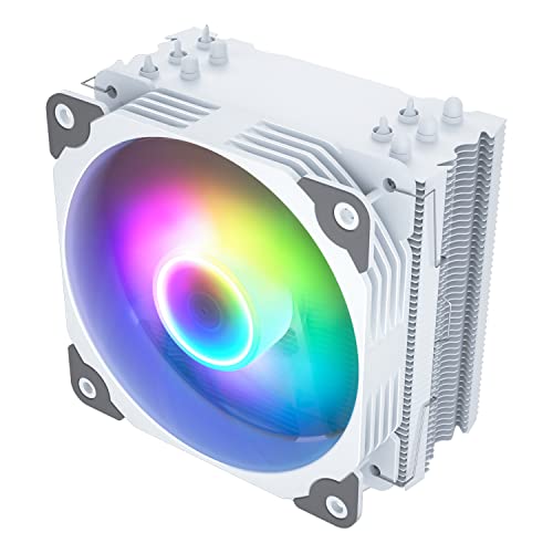 Vetroo V5 White CPU Air Cooler w/ 5 Heat Pipes 120mm PWM Processor Cooler for Intel LGA 1700/1200/115X AMD Ryzen AM4 w/Addressable RGB Lighting Sync - White