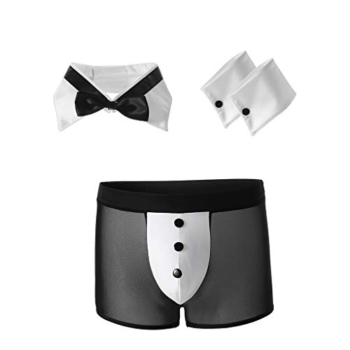 Mens Butler Lingerie Underwear Tuxedo Waiter Server Brief Costume Outfit